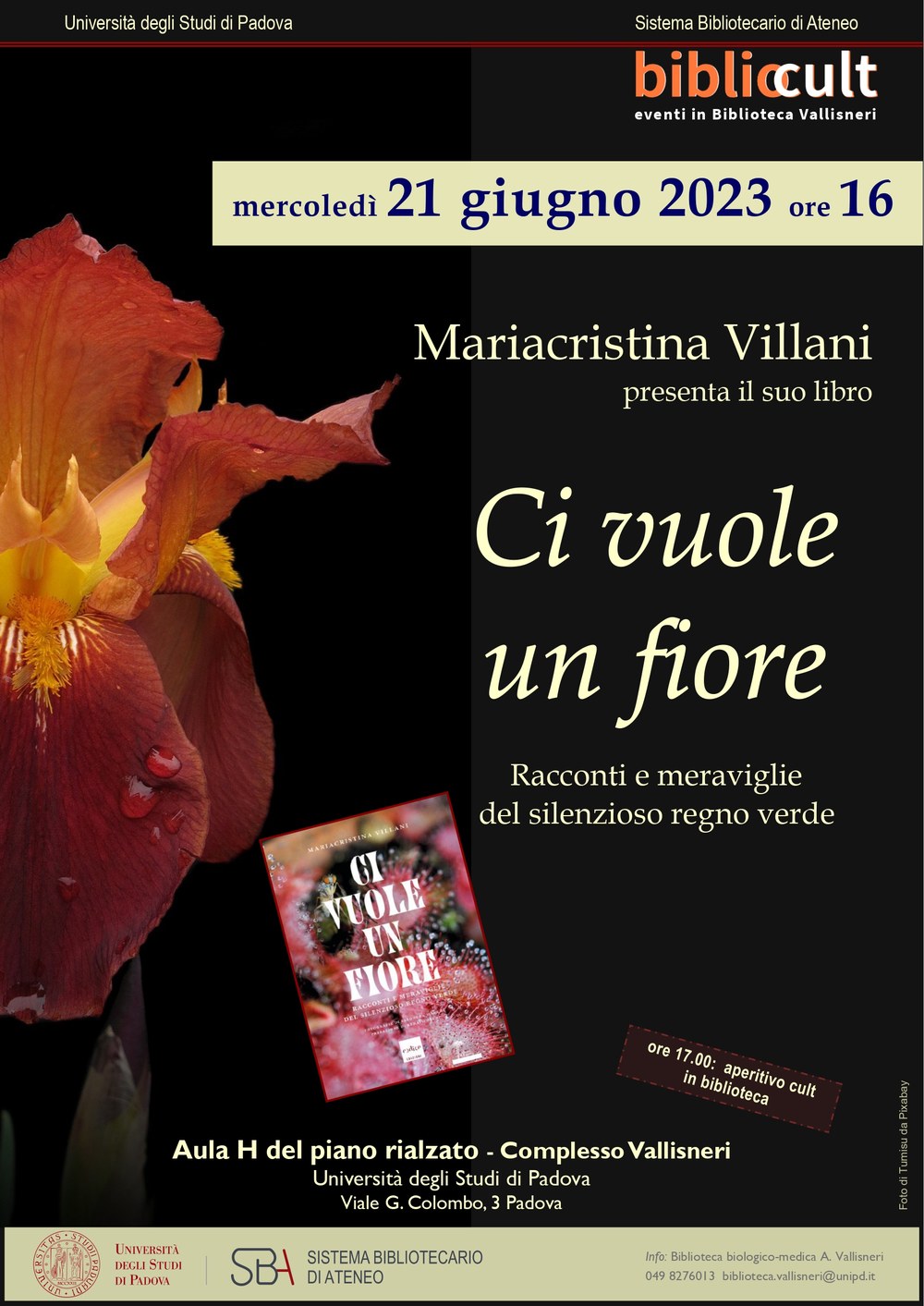 Bibliocult. Ci vuole un fiore. Incontro con l'autrice Mariacristina Villani.